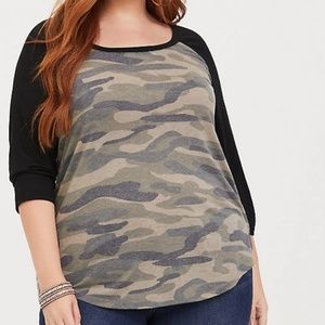 Torrid camouflage raglan tee size 4